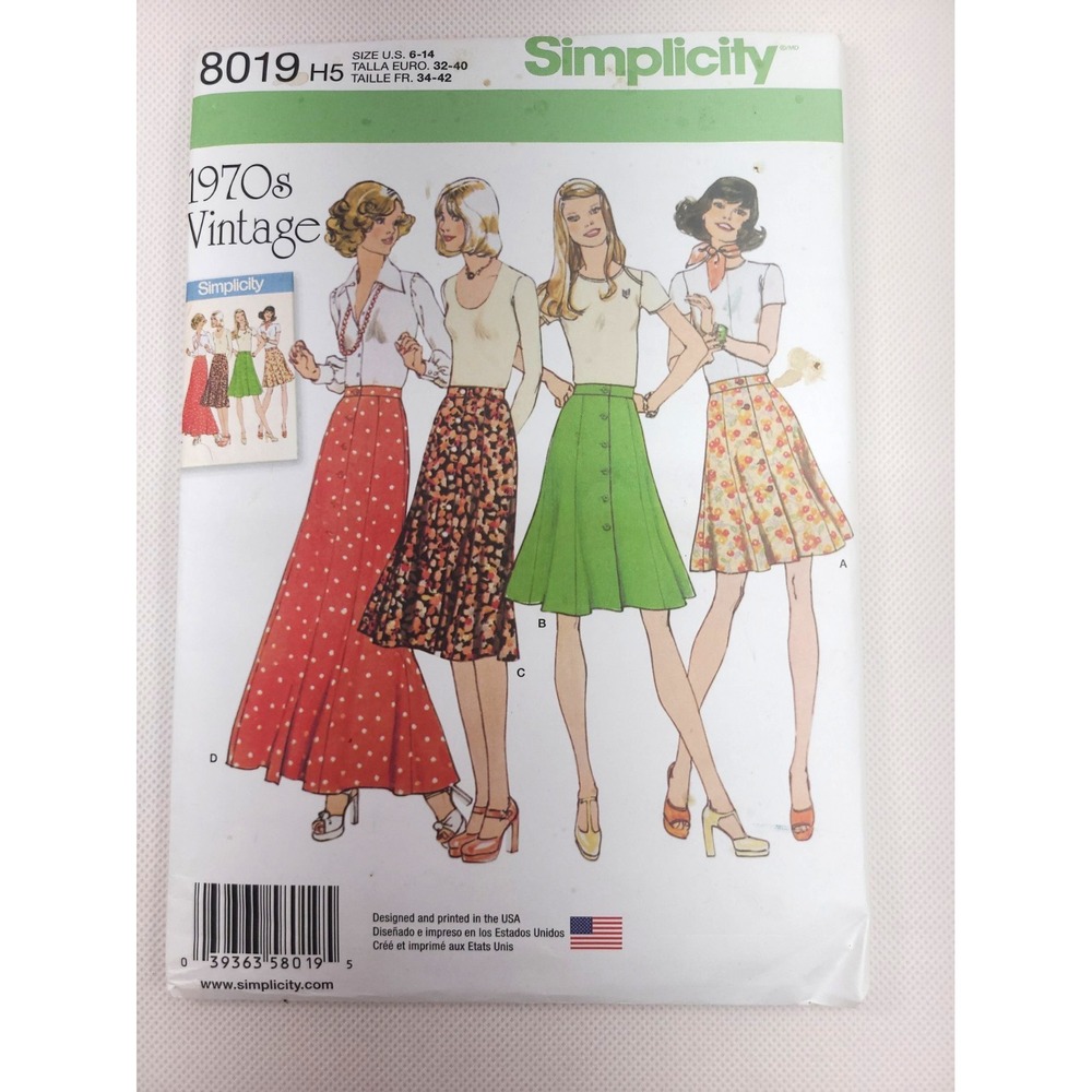 Vintage 1970's Simplicity 8019 FLARED SKIRT Sewing Pattern Women Uncut Sz 6-14